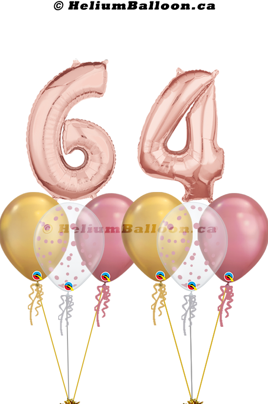 Bouquet Rose Gold Number 25" with Confetti ( Age 10 to 99 )