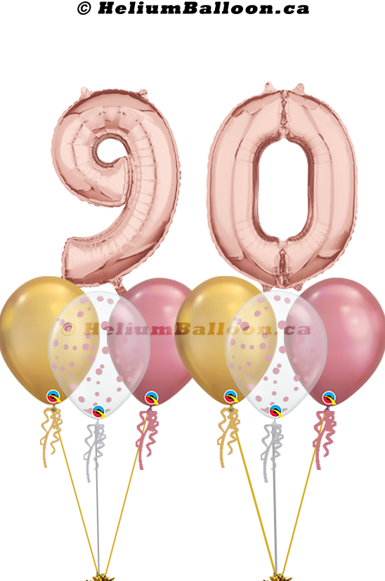 Bouquet Chiffre Or Rose 25" avec Confettis ( 10 à 99 ans )