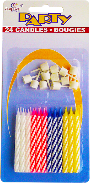 Spiral Birthday Candles Multi-Color (24 ct.)