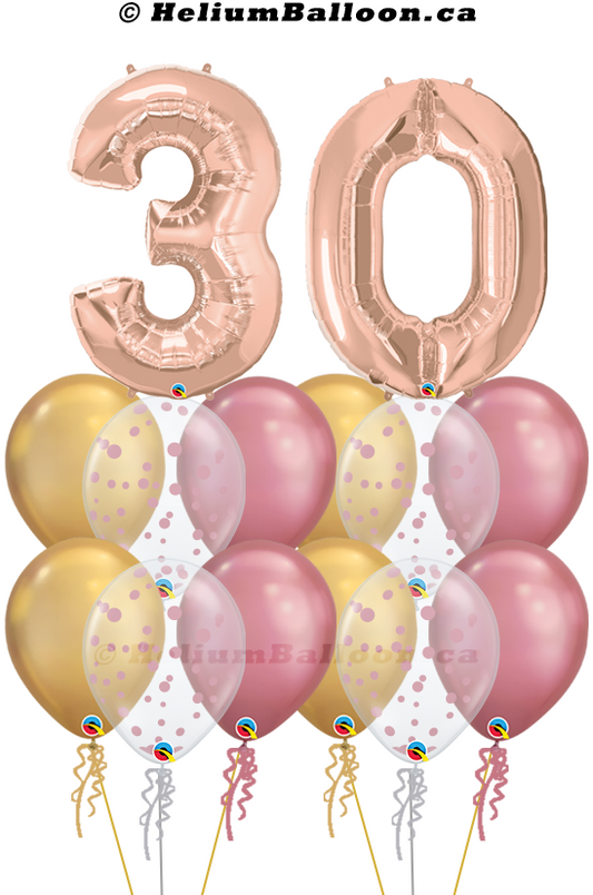 Super Bouquet Rose Gold Number 25" with Confetti ( Age 10 to 99 )