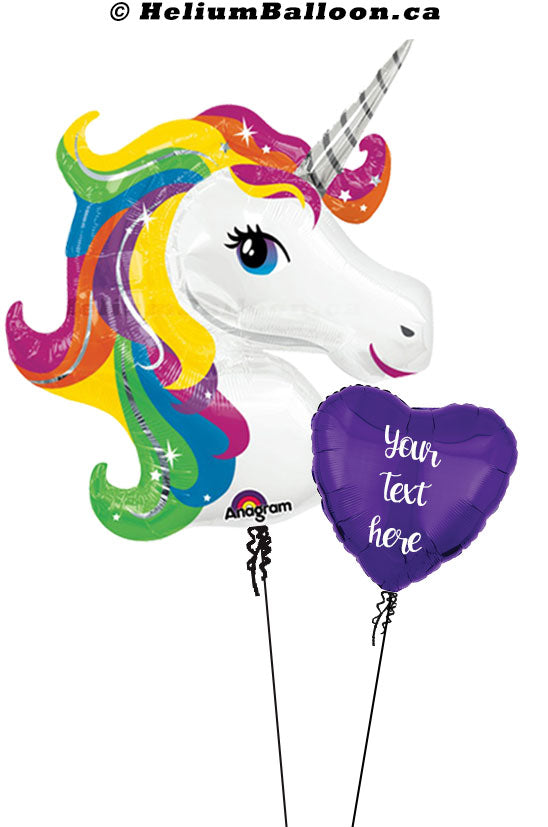 Coeur personnalisé avec ballon licorne super magique – Helium Balloon Inc.